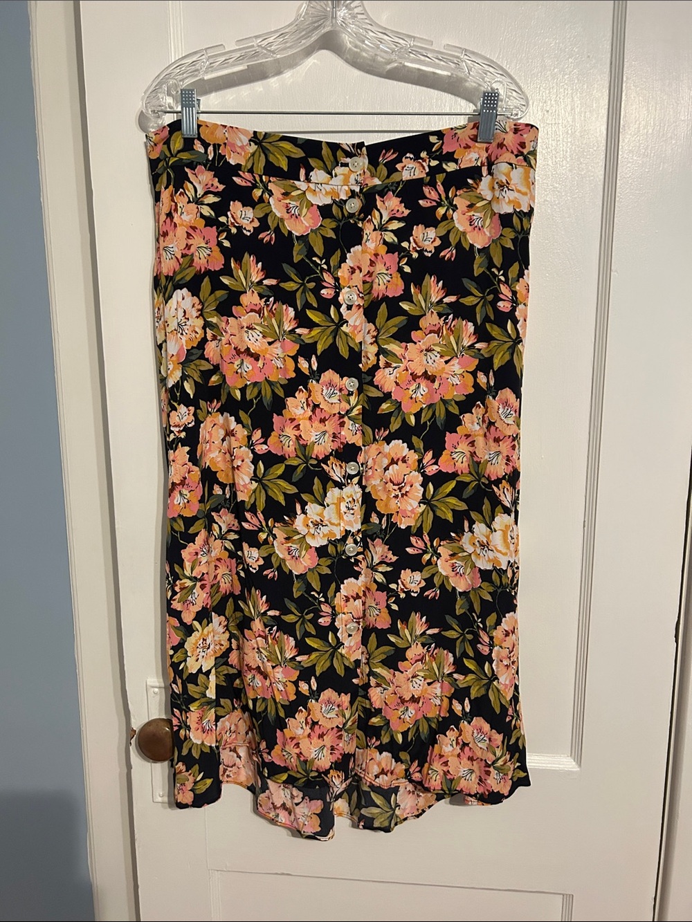 Loft Floral A-Line Midi Skirt Women’s XL